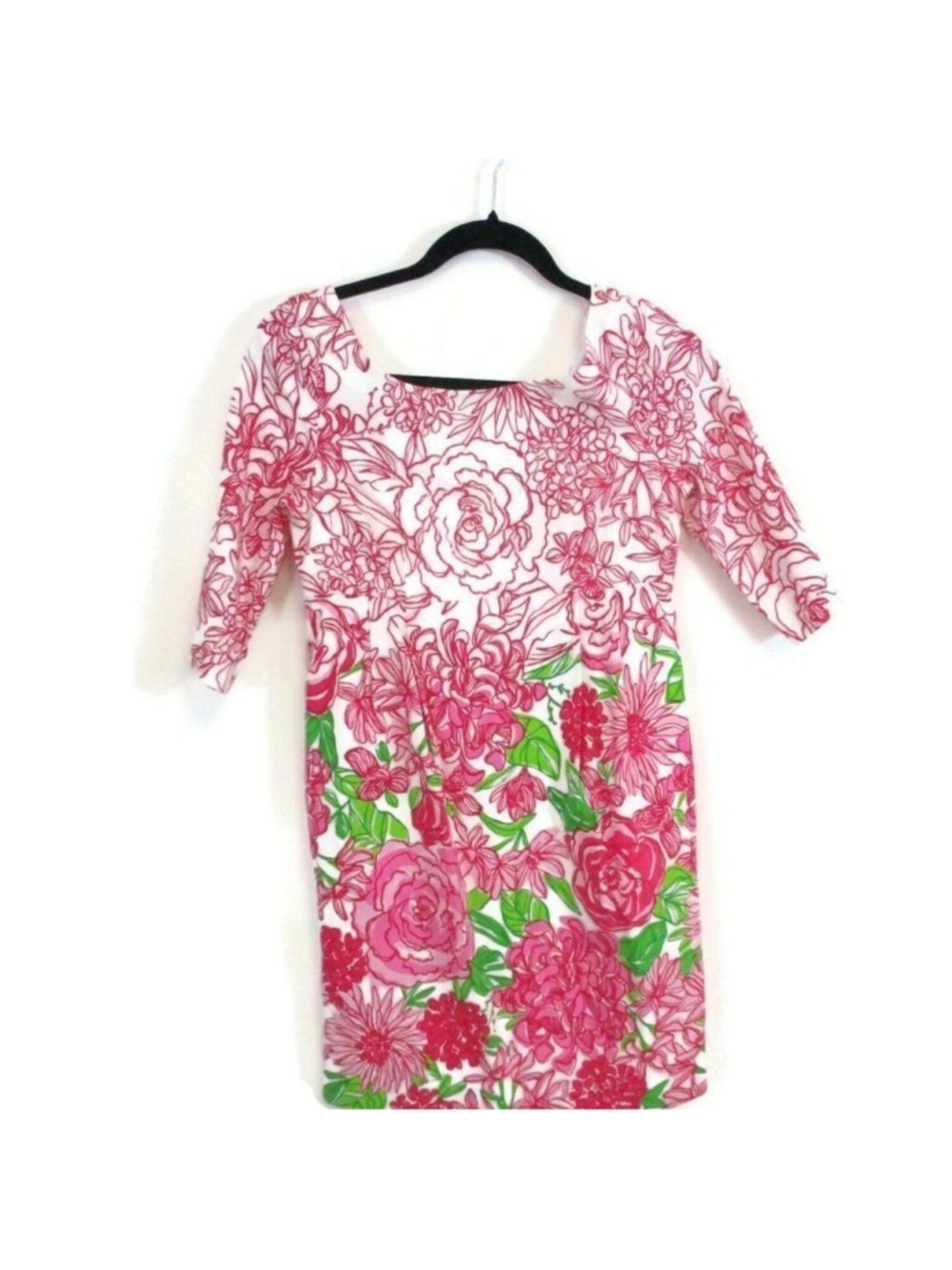 Lilly Pulitzer Pink Green Floral Dress 2 - Picture 4 of 6
